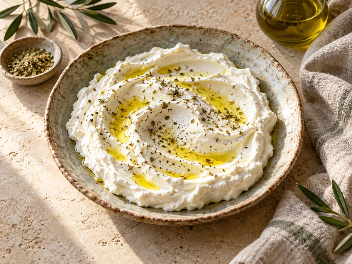Labneh — kremowy serek z jogurtu · Przykład podania